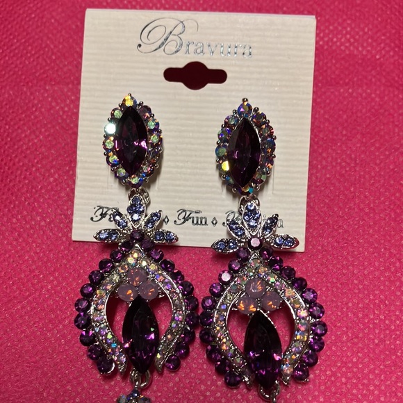 Large Dark Purple Earrings - Picture 3 of 4